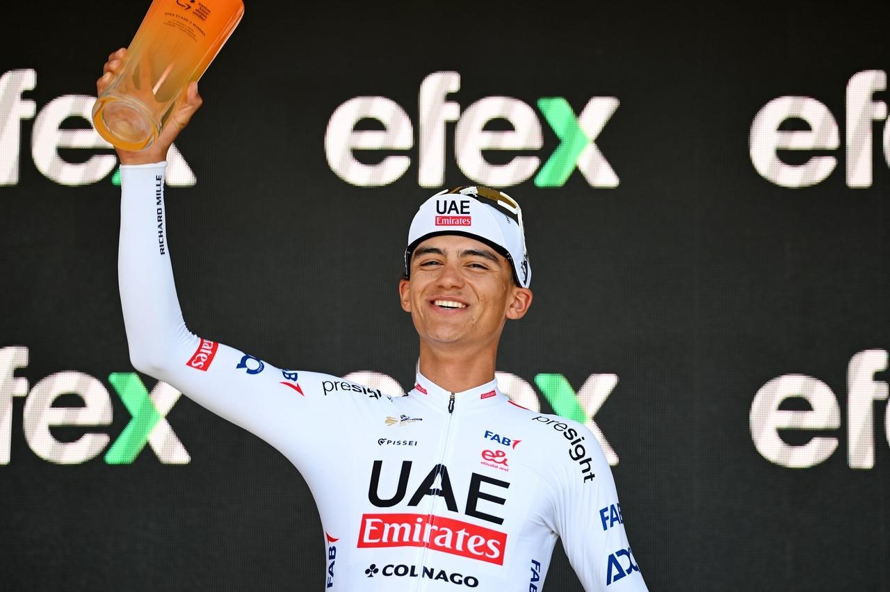 Isaac del Toro claimed his first professional victory at the Santos Tour Down Under in January, winning the stage 2 uphill finish
