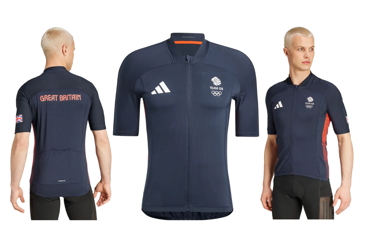 An Adidas cycling jersey as spotted on the Team GB website, featuring a similar design to the newly-launched Olympics apparel